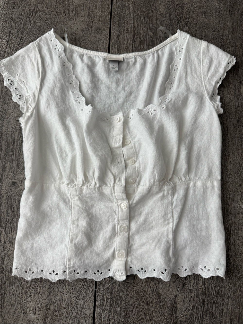 a new day White Eyelet Button-Front Blouse